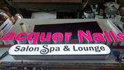 photoe of raceway mounted LED channel letters with bullet text